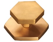 Spira Brass Hexagonal Centre Door Knob (87mm), Satin Brass - SB2204SB