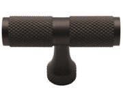 Spira Brass Knurled T-Bar Cupboard Pull Knob (50mm), Gunmetal Grey - SB2328GG