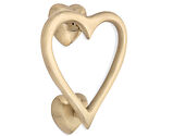 Spira Brass Heart-Shaped Door Knocker (130mm x 120mm), Satin Brass - SB4110SB