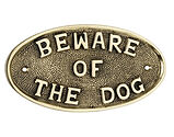 Spira Brass Door Plate Beware Of The Dog (175mm x 90mm), Polished Brass - SB5205PB