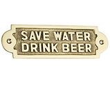 Spira Brass Door Plate Save Water Drink Beer (175mm x 55mm), Polished Brass - SB5204PB