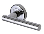 M Marcus Sorrento Shuttle Door Handles On Round Rose, Polished Chrome - SC-3052-PC (sold in pairs)
