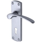 M Marcus Sorrento Luca Door Handles On Backplate, Satin Chrome - SC-400-SC (sold in pairs)