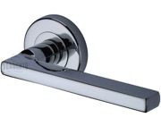 M Marcus Sorrento Vector Door Handles On Round Rose, Polished Chrome - SC-7580-PC (sold in pairs)