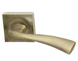 Intelligent Hardware Scimitar Door Handles On Square Rose, Matt Antique Brass - SCI.09.SQ.MAB (sold in pairs)