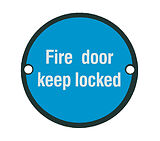 Eurospec Fire Door Keep Locked Sign, Matt Black - SEX1015