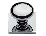 Heritage Brass Victorian Round Cabinet Knob With Square Backplate (32mm Knob, 38mm Base), Polished Chrome - SQ113-PC