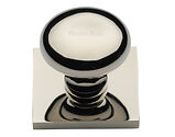 Heritage Brass Victorian Round Cabinet Knob With Square Backplate (32mm Knob, 38mm Base), Polished Nickel - SQ113-PNF
