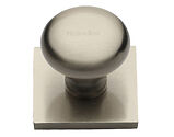 Heritage Brass Victorian Round Cabinet Knob With Square Backplate (32mm Knob, 38mm Base), Satin Nickel - SQ113-SN