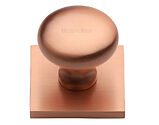 Heritage Brass Victorian Round Cabinet Knob With Square Backplate (32mm Knob, 38mm Base), Satin Rose Gold - SQ113-SRG