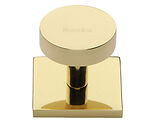 Heritage Brass Smooth Disc Cabinet Knob On Square Backplate (32mm Knob, 38mm Base), Polished Brass - SQ3880-PB
