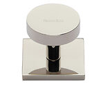 Heritage Brass Smooth Disc Cabinet Knob On Square Backplate (32mm Knob, 38mm Base), Polished Nickel - SQ3880-PNF