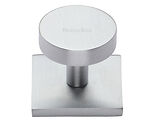 Heritage Brass Smooth Disc Cabinet Knob On Square Backplate (32mm Knob, 38mm Base), Satin Chrome - SQ3880-SC