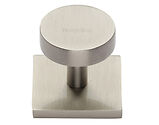 Heritage Brass Smooth Disc Cabinet Knob On Square Backplate (32mm Knob, 38mm Base), Satin Nickel - SQ3880-SN