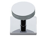 Heritage Brass Knurled Disc Cabinet Knob On Square Backplate (32mm Knob, 38mm Base), Polished Chrome - SQ3884-PC