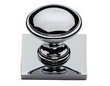 Heritage Brass Domed Cabinet Knob With Square Backplate (32mm Knob, 38mm Base), Polished Chrome - SQ3950-PC