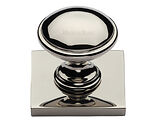 Heritage Brass Domed Cabinet Knob With Square Backplate (32mm Knob, 38mm Base), Polished Nickel - SQ3950-PNF