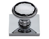 Heritage Brass Diamond Cut Cabinet Knob With Square Backplate (31mm Knob, 38mm Base), Polished Chrome - SQ4545-PC