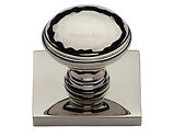 Heritage Brass Diamond Cut Cabinet Knob With Square Backplate (31mm Knob, 38mm Base), Polished Nickel - SQ4545-PNF