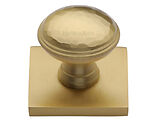 Heritage Brass Diamond Cut Cabinet Knob With Square Backplate (31mm Knob, 38mm Base), Satin Brass - SQ4545-SB