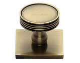 Heritage Brass Venetian Cabinet Knob With Square Backplate (32mm Knob, 38mm Base), Antique Brass - SQ4547-AT