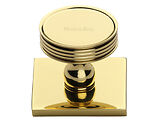 Heritage Brass Venetian Cabinet Knob With Square Backplate (32mm Knob, 38mm Base), Polished Brass - SQ4547-PB