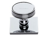 Heritage Brass Venetian Cabinet Knob With Square Backplate (32mm Knob, 38mm Base), Polished Chrome - SQ4547-PC