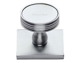 Heritage Brass Venetian Cabinet Knob With Square Backplate (32mm Knob, 38mm Base), Satin Chrome - SQ4547-SC