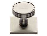 Heritage Brass Venetian Cabinet Knob With Square Backplate (32mm Knob, 38mm Base), Satin Nickel - SQ4547-SN