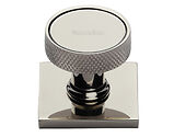 Heritage Brass Florence Knurled Cabinet Knob With Square Backplate (32mm Knob, 38mm Base), Polished Nickel - SQ4648-PNF