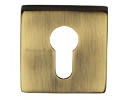 Heritage Brass Euro Profile Square Key Escutcheon, Antique Brass - SQ5004-AT
