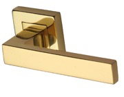 Heritage Brass Delta SQ Door Handles On Square Rose, Polished Brass - SQ5420-PB (sold in pairs)