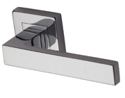 Heritage Brass Delta SQ Door Handles On Square Rose, Polished Chrome - SQ5420-PC (sold in pairs)