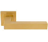 Eurospec Alvar Mitred Stainless Steel Door Handles, Satin PVD Stainless Brass - SSL1401SPVD (sold in pairs)