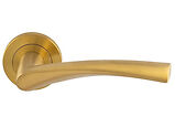 Eurospec Breeze Door Handles On Round Rose, Satin PVD Stainless Brass - SWL1121SPVD (sold in pairs)