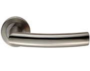 Eurospec Scimitar DDA Compliant Satin Stainless Steel Door Handles - SWL1165 (sold in pairs)