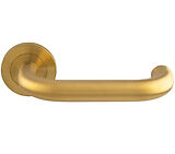 Eurospec Steelworx Nera DDA Compliant Door Handles On Round Rose, Satin PVD Stainless Brass - SWL1190SPVD (sold in pairs)