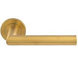 Eurospec Treviri Door Stainles Steel Handles On Round Rose, Satin PVD Stainless Brass - SWL1192SPVD (sold in pairs)