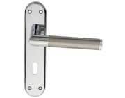 Carlisle Brass Serozzetta Scope Door Handles On Backplate, Dual Finish Polished Chrome & Satin Nickel - SZM044CPSN (sold in pairs)