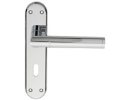 Carlisle Brass Serozzetta Scope Door Handles On Backplate, Polished Chrome - SZM044CP (sold in pairs)