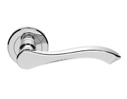 Carlisle Brass Serozzetta Style Door Handles On Round Rose, Polished Chrome - SZM130CP (sold in pairs)