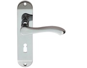 Carlisle Brass Serozzetta Door Handles On Backplate, Polished Chrome - SZM131CP (sold in pairs)