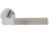 Carlisle Brass Serozzetta Trend Lines Door Handles On Round Rose, Dual Finish Polished Chrome & Satin Nickel - SZM170CPSN (sold in pairs)