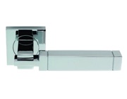 Carlisle Brass Serozzetta Cube Door Handles On Square Rose, Polished Chrome - SZM320CP (sold in pairs)
