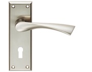 Carlisle Brass Serozzetta Residential Venti Door Handles On Backplate, Satin Nickel - SZR021SN (sold in pairs)