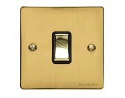 M Marcus Electrical Elite Flat Plate 1 Gang Switches, Polished Brass, Black Or White Trim - T01.800.PB