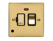 M Marcus Electrical Elite Flat Plate Fused Spurs (Switched With Neon & Cord Outlet), Polished Brass, Black Or White Trim - T01.838.PB