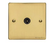 M Marcus Electrical Elite Flat Plate 1 Gang TV/Coaxial Sockets, Polished Brass, Black Or White Trim - T01.921/923.PB
