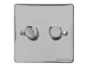 M Marcus Electrical Elite Flat Plate 2 Gang Trailing Edge Dimmer Switch, Polished Chrome (Trimless) - T02.972.TED