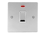 M Marcus Electrical Elite Flat Plate 20 Amp D.P. (With Neon) Switches, Polished Chrome, Black Or White Trim - T02.806.PC